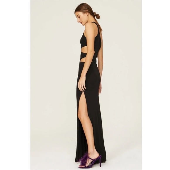 STAUD Black Letta One Shoulder Cutout Maxi Dress - Picture 2 of 15